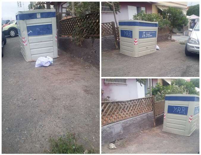 Punto donde estaban instalados los contenedores para la recogida de residuos orgánicos/TA.